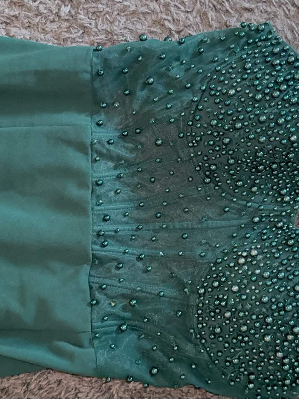 Emerald Beaded Strapless Dress